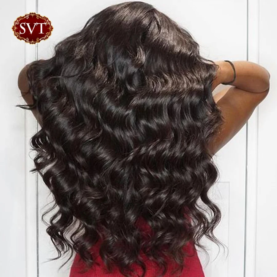 SVT человеческие волнистые волосы Remy Синтетические на кружеве парик 13X4