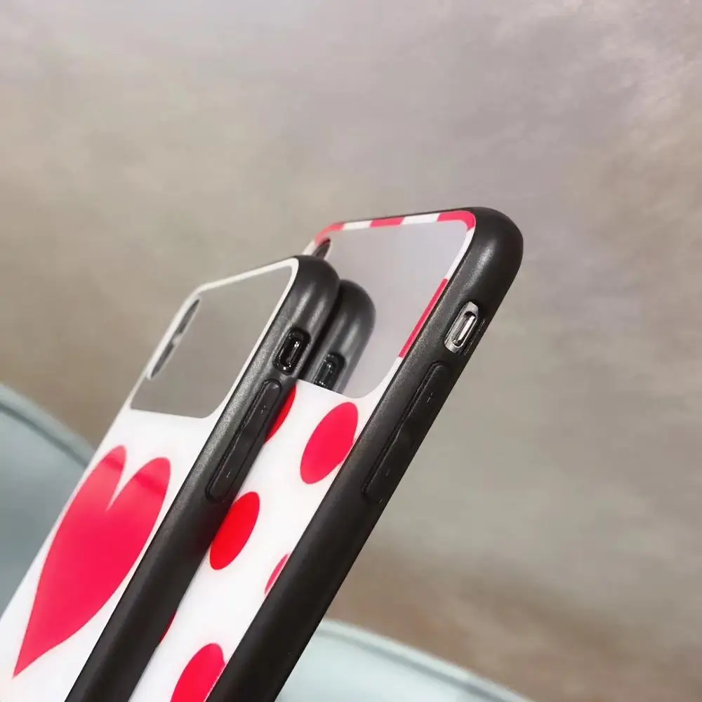 Модный чехол с закаленным стеклом и красными точками для iPhone X XS Max Xr Hard Capa Fundas 8 7 6S Plus Makeup Mirror Casel.