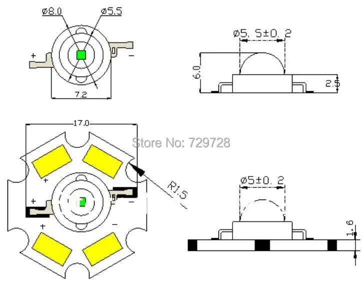 1 ватт высокой мощности зеленый свет СИД для чистой стены света с PCB | Лампы и