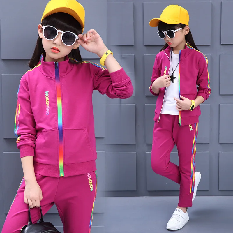Весенние спортивные комплекты одежды для девочек 2018 повседневный детский Тренч