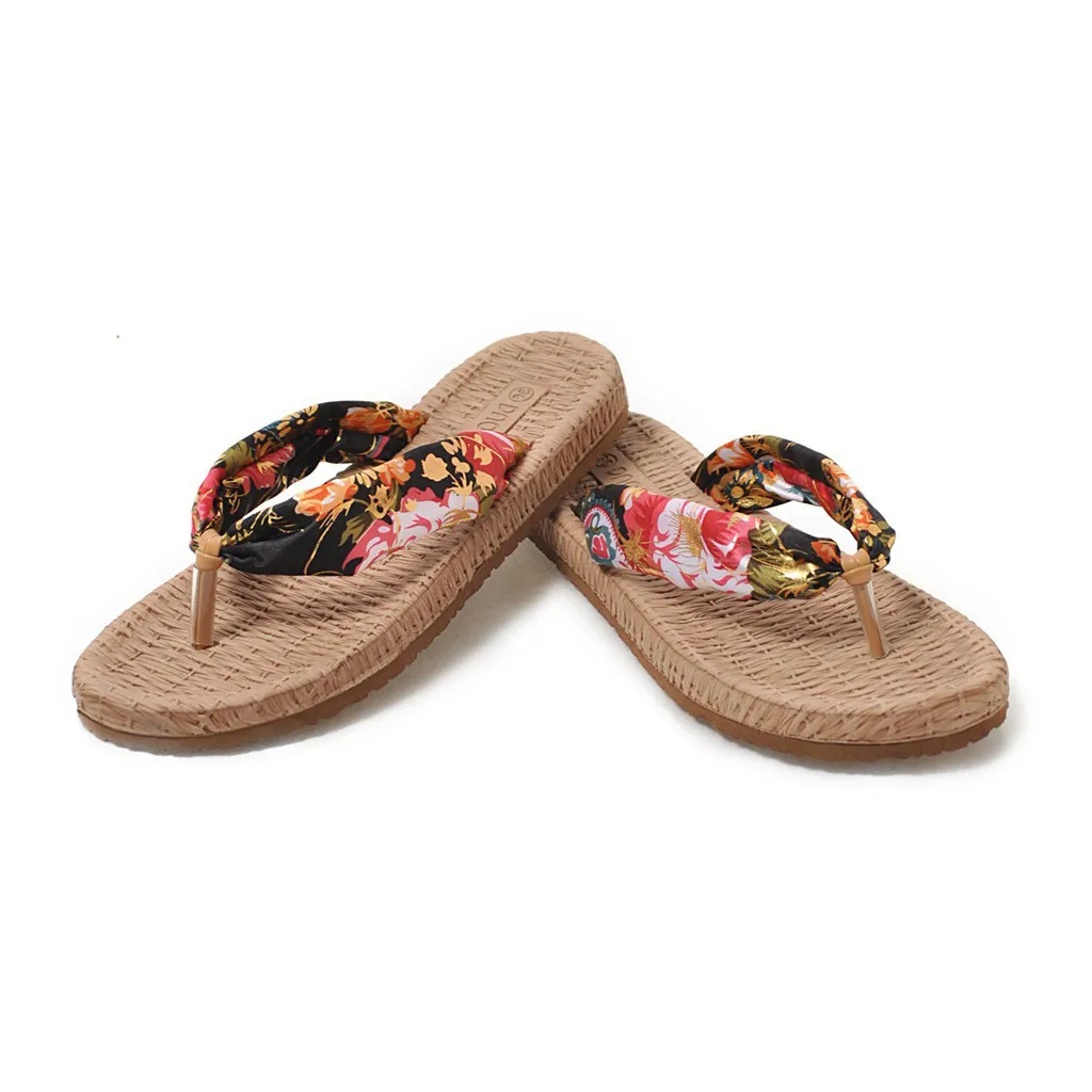 SAGACE/женские шлепанцы на плоской подошве пляжная обувь в богемном стиле с принтом