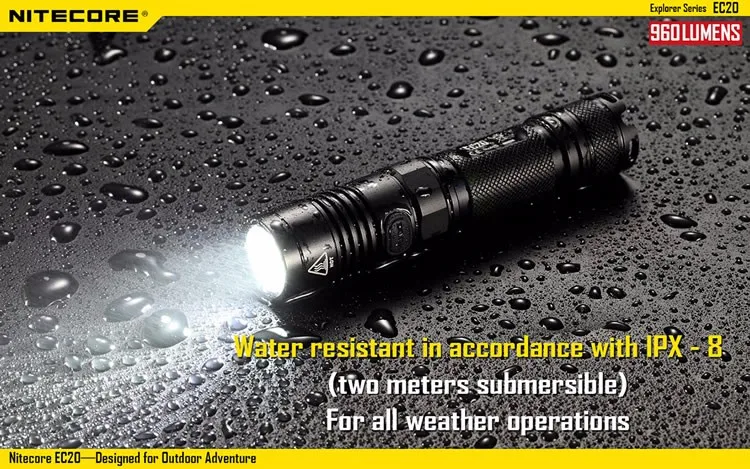 Topsale Nitecore EC20 CREE XM-L2 T6 светодиодный фонарик 960 люмен Водонепроницаемый 18650 портативный фонарь для походов и охоты