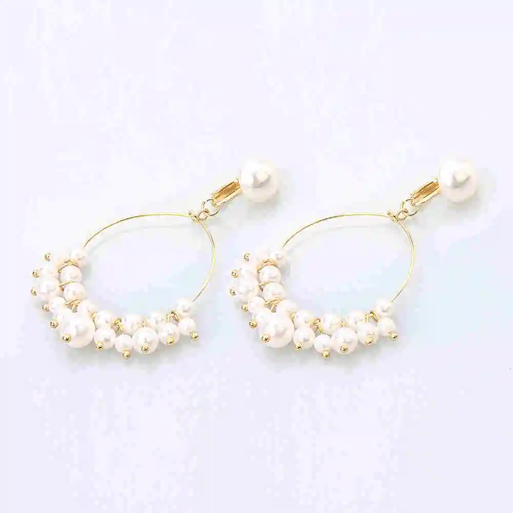 Clip Earring XZP Кафф для ушей золотые жемчужные бисерные клипсы без пирсинга для женщин модные ювелирные изделия серьги манжеты крючок без пирсинга без отверстия - Окраска металла: Clip Earring