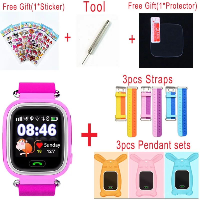 add 3 Pendant Strap Gps Q90 Детские умные часы для малышей, часы SOS, вызов, gps, Wi-Fi, трекер местоположения, Детские Безопасные умные часы с защитой от потери - Цвет: add 3 Pendant Strap