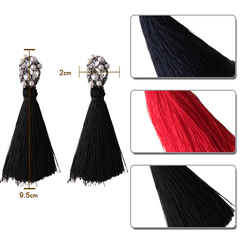 Для женщин Кристалл Стразы ленточки серьги Великолепные ретро Boho длинной