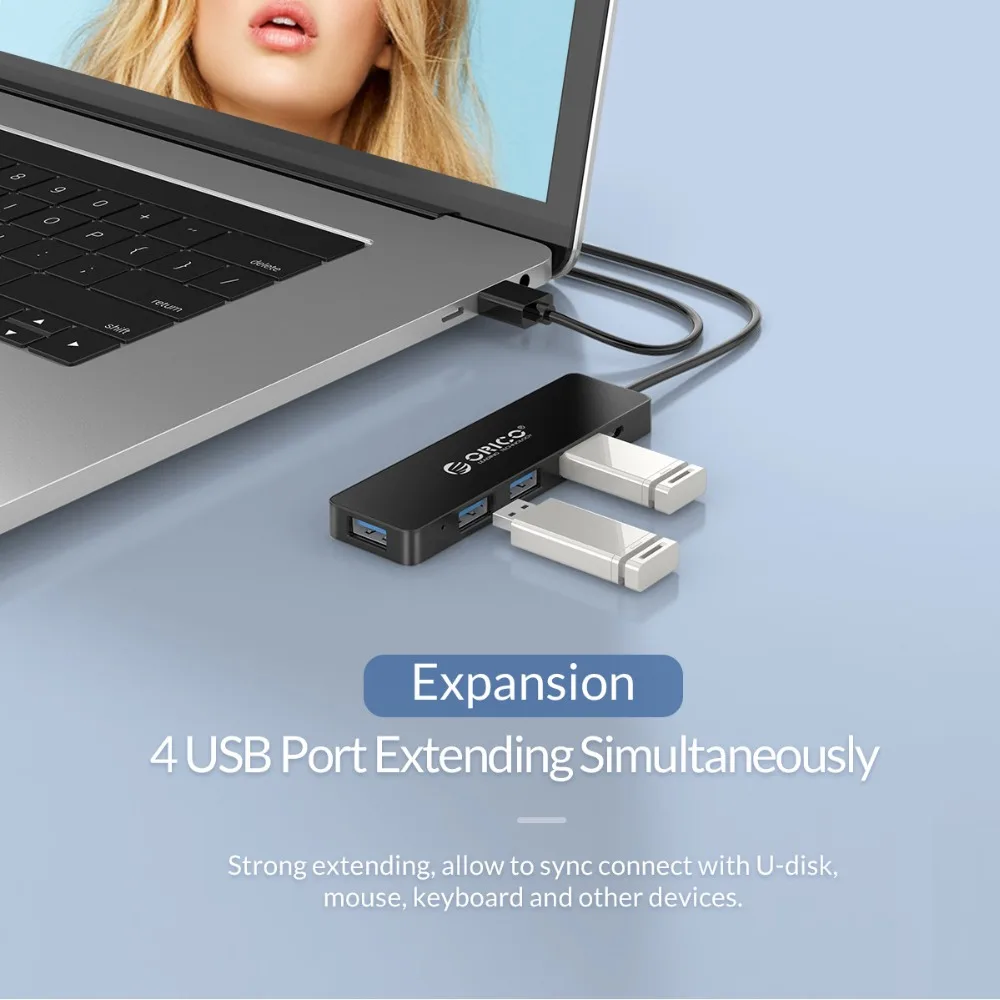 ORICO USB3.0 концентратор с интерфейсом питания мульти 4 порта USB разветвитель OTG адаптер Поддержка 5 Гбит/с 12 ТБ HDD для ПК компьютер Ноутбук