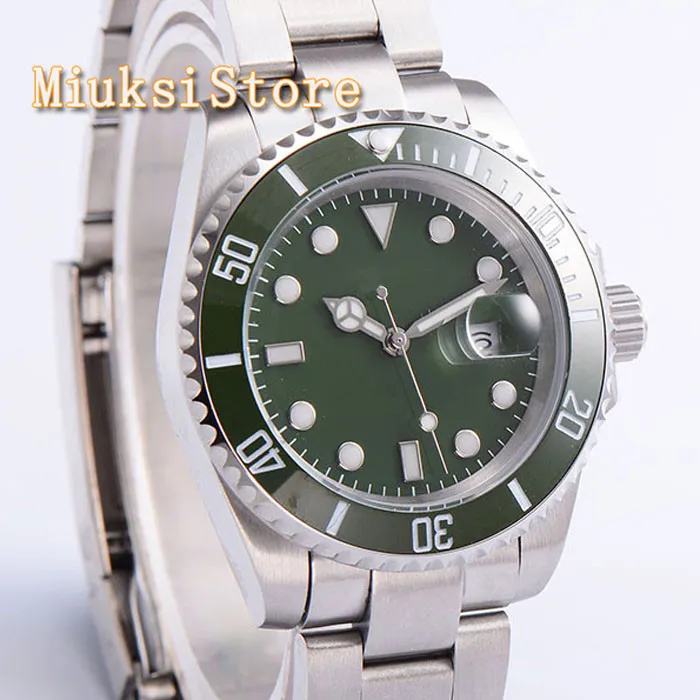 40mm green Sapphire Crystal pour acier inoxydable Poignet Analogique montres Hommes Marque Horloge Waterproof woman man watch | Наручные