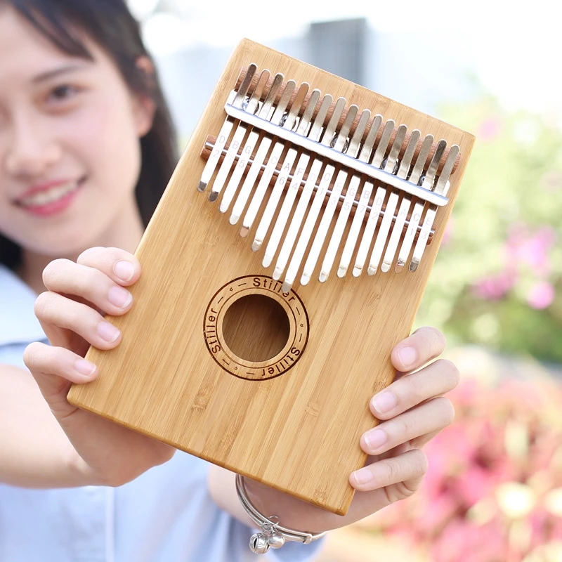 Kalimba Mbira «пианино для больших пальцев» Sanza 17 клавиш, твердый деревянный палец, пианино с сумкой для переноски, нотная тетрадь, музыкальные наклейки со шкалой