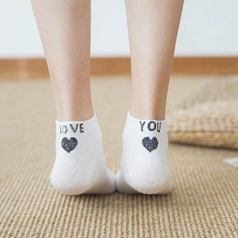 Women Heart Pattern Socks Funny Low Cut Short Ankle Sock Summer Thin Boat Sox Female Ladies Cotton Casual Solid Hosiery|Носки| |