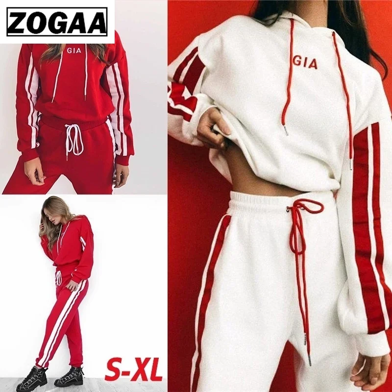 ZOGAA 2019 новинка женский спортивный костюм комплект из 2 предметов повседневная