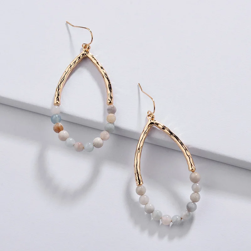 Аксессуар Bijoux в форме капли воды натуральный камень бисерные серьги Модные