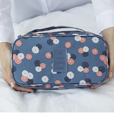 blue plum blossom IUX повседневные женские косметички для путешествий, портативные женские тканевые коробки для нижнего белья и бюстгальтеров, нейлоновые водонепроницаемые упаковочные органайзеры, сумки для макияжа - Цвет: blue plum blossom