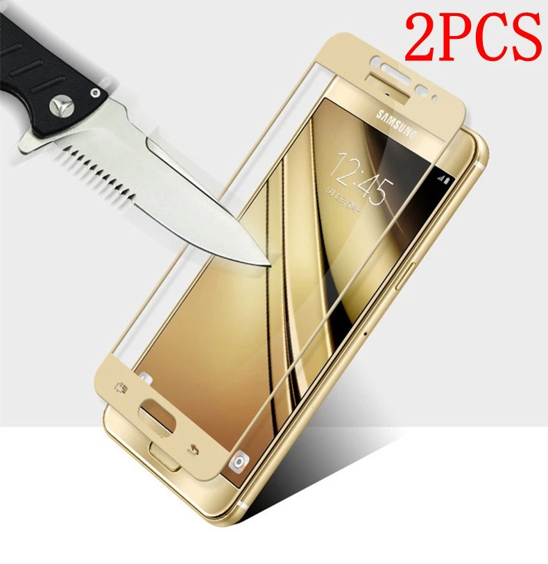 Закаленное стекло с полным покрытием для Samsung Galaxy C5 2 шт. защитная пленка экрана