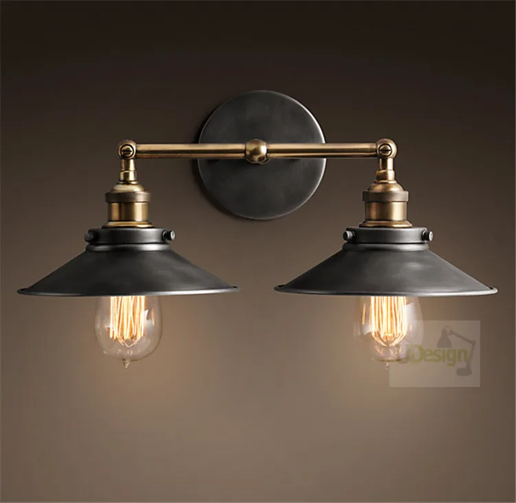 

Free shipping America style vintage copper wall lamp edison iron +TWO E27 Lamp holder 5002L-Dia26