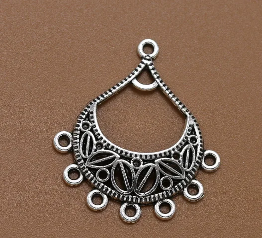 

60pcs Hollow drop-shaped pendant earring connector 34*30mm Antique silver Handmade craft alloy Jewelry earring bracelet necklace