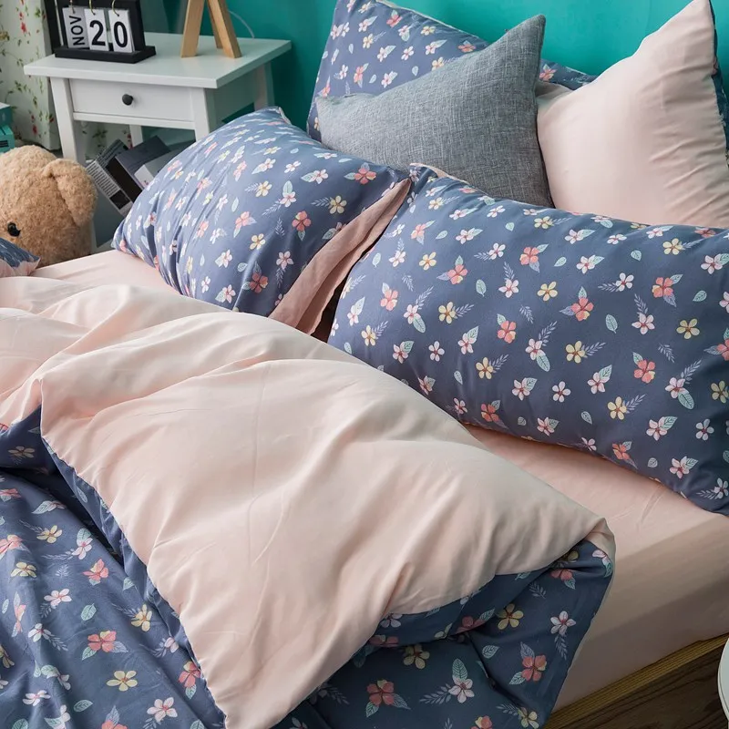 Liv-Esthete Flowers Bedding Set Double Queen King Size Bedspread Flat Sheet Pillowcase Bedclothes Pink Bed Linen Duvet Cover | Дом и сад