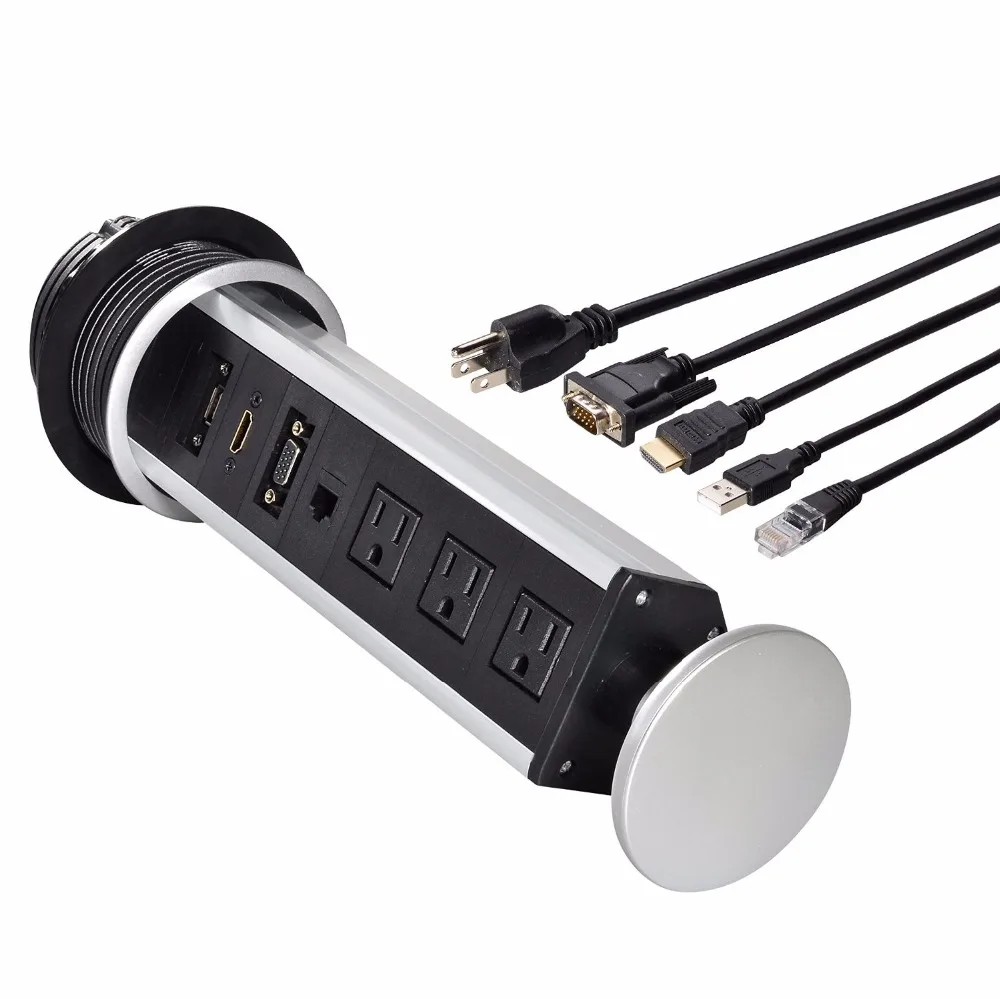 

Вертикальная настольная розетка питания с 3 выдвижными розетками RJ45 DHMI + VGA