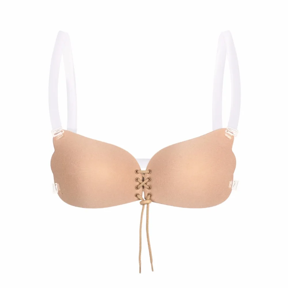 Women's Sexy Push Up Bras Reusable Self Adhesive Magic Silicone Bra Strap Push-up Stick On Bra with Drawstrings for Party