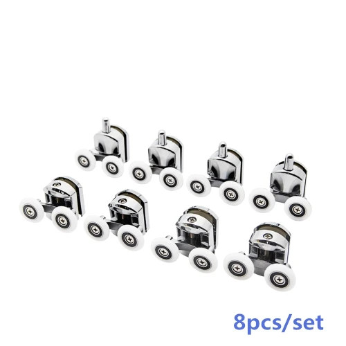8pcs До 4 никель-металл-8 шт./компл. 23 мм/25 мм ролики для душевой двери из цинкового сплава с двойными колёсами из раздвижная душевая дверь на роликовом подшипнке колеса бегунов Замена - Цвет: 8pcs