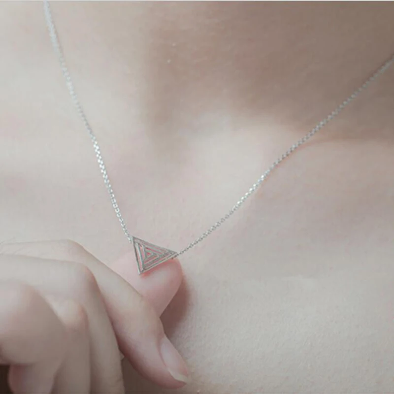 XIYANIKE Серебро S925 пробы Простые полые треугольные цепочки для ключиц модные