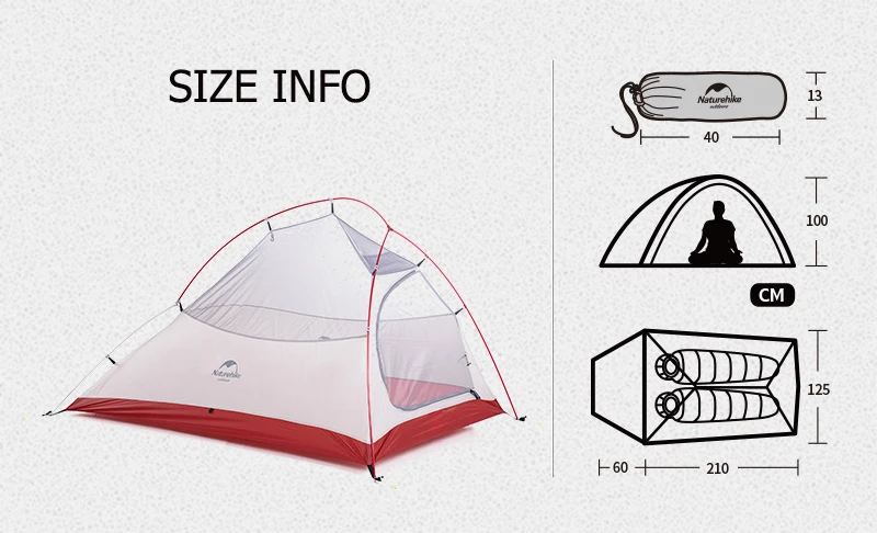 Naturehike открытый 2 Человек Палатка 20D капроновые, силиконовые CloudUp 2 Обновление Сверхлегкий Палатка с ковриком для пары пеших прогулок