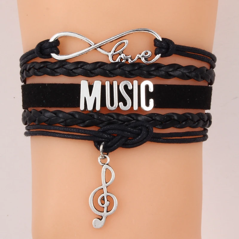 Браслет Infinity Love MUSIC браслет с подвеской кожаный ручной работы певец поклонники