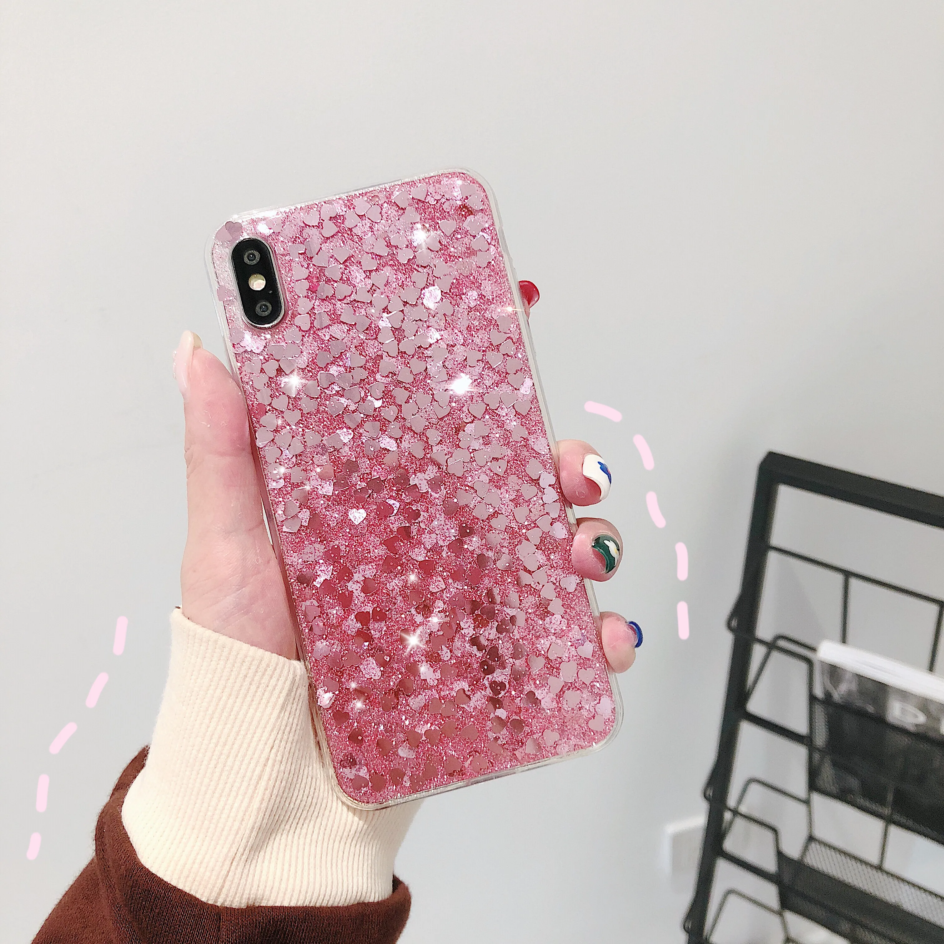 PEIPENG Love Heart чехол для телефона iphone 6 6S 7 8 Plus X XS MAX XR Блестящий силиконовый мягкий |