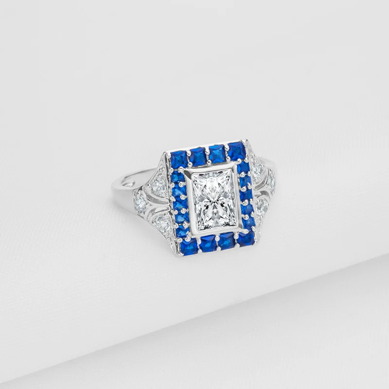 Женское Обручальное кольцо с синим камнем из серебра 925 пробы|engagement ring|ring 925wedding