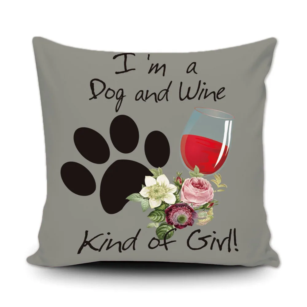 Наволочка I'm A Dog and Wine декоративная наволочка с изображением девушки и собаки