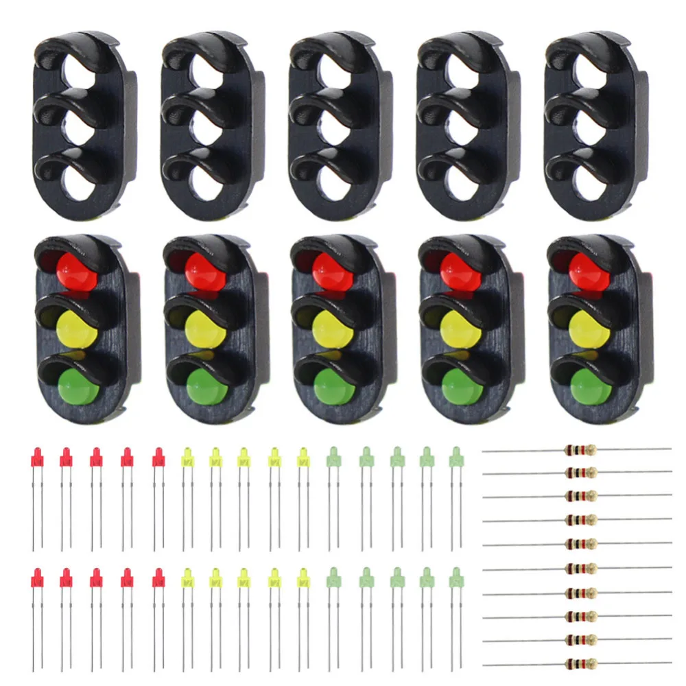 

JTD13 10 sets Target Faces With LEDs for Railway Signal N or Z Scale 3-light Block Signal Traffic Lights Red/Yellow/Green