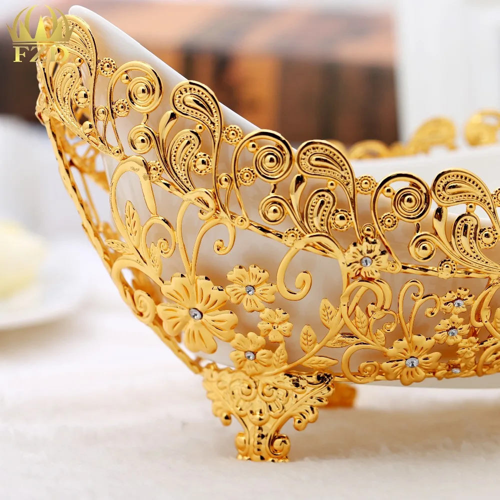 1 шт. металл керамика поднос фруктов золотой цветок декоративные конфеты ассорти