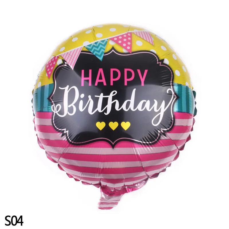 S04 18 дюймов Globos фольгированные шары «С Днем Рождения» детский душ надувные игрушки баллон из гелий круглый воздушный шар для детской вечеринки - Цвет: S04
