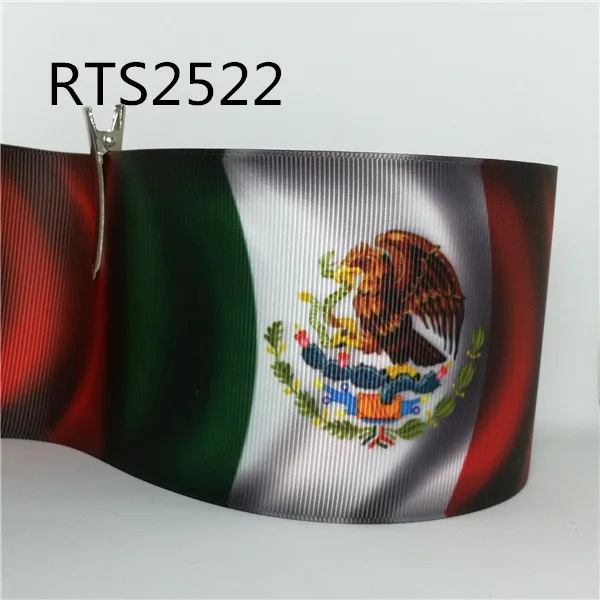 Бесплатная доставка 50 ярдов/рулон 3 дюйма 75 мм Мексиканский Флаг печатная grosgrain