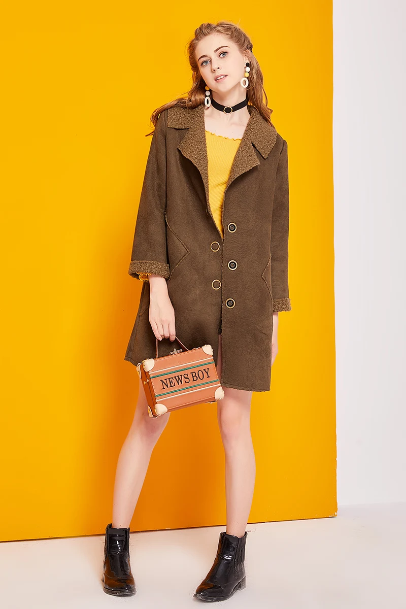 Новинка 2017 зимнее женское пальто из меха ягненка утепленное замшевое длинное