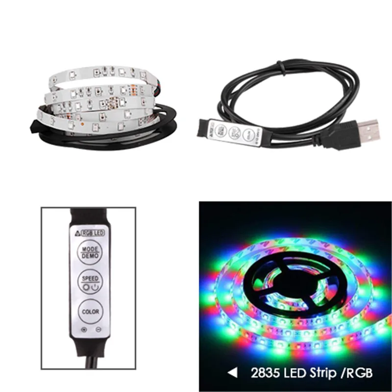 Mini 3Key Set Светодиодная лента Rgb ленты ТВ ПОДСВЕТКА PC Ambilight неоновые светильники Smd 2835 5V Тира светодиоды световых полос для украшения лампа Диодная лента - Испускаемый цвет: Mini 3Key Set