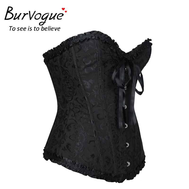 Burvogue, женский сексуальный корсет, жаккардовый, без бретелек, бюстье, топ со стальными косточками, на шнуровке, стимпанк, корсеты готического размера плюс