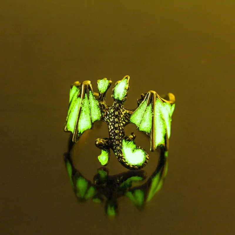18 мм Регулируемые винтажные светится в темноте светящиеся кольца с драконом для мужчин и женщин