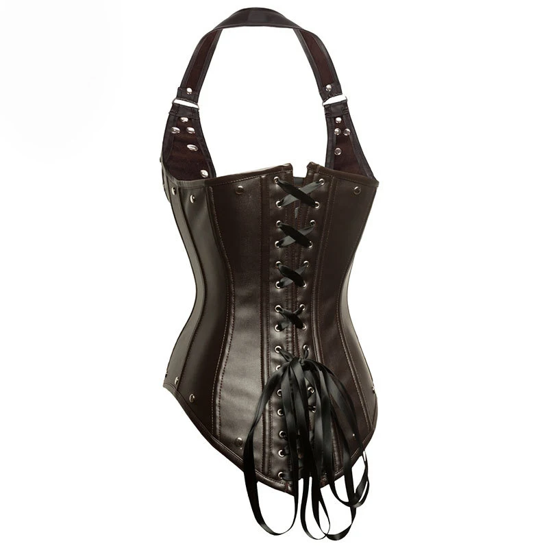 Корсет из искусственной кожи коричневого цвета корсеты и бюстье в стиле стимпанк