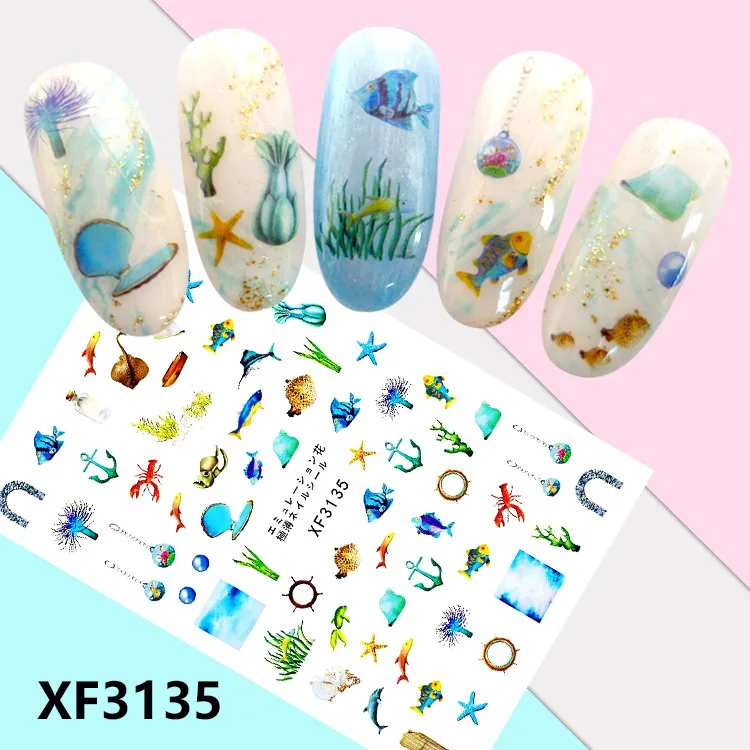 BXF3135 Мультфильм Тип! Лак для ногтей задний клей деколь декорации Дизайн Наклейка для ногтей Советы красоты - Цвет: BXF3135
