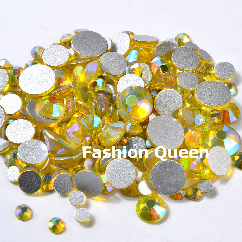 Цитрин AB цветные стеклянные стразы для дизайна ногтей бриллиантовые камни