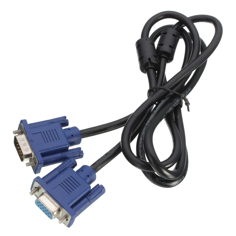 ABGN Hot-1.5m VGA SVGA plug to socket Extension Cable connection cable PC TV monitor Black+Blue | Электроника