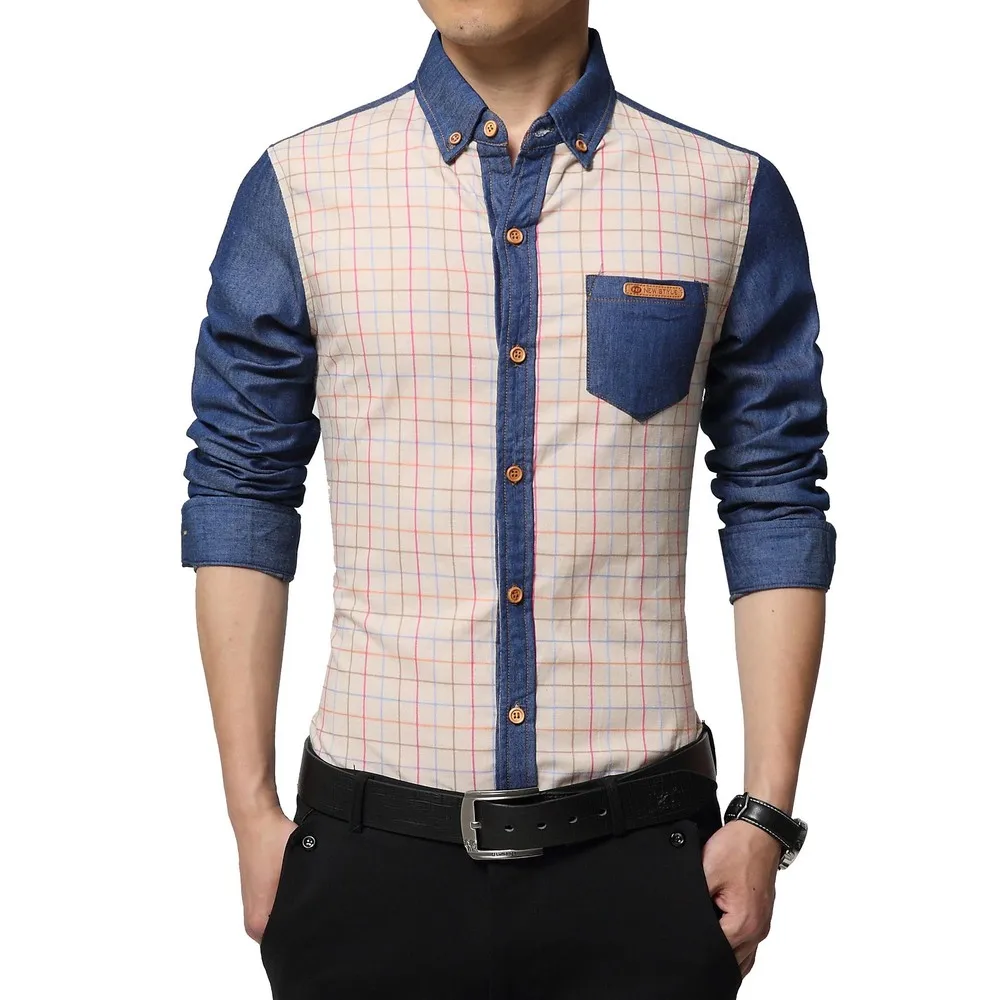 Новые весной и летом 2016 года мужская рубашка с длинным рукавом оптовая продажа