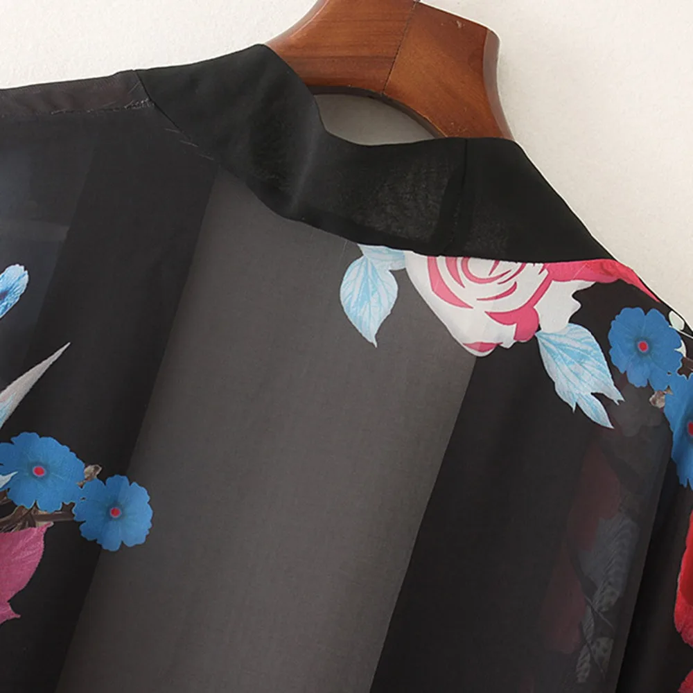 Для женщин свободная блузка кимоно кардиган модные пикантные прозрачный шифон