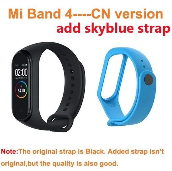 add skyblue strp Xiaomi band 4 глобальная версия NFC Версия смарт-браслет Miband 4 браслет сердечного ритма фитнес цветной экран Bluetooth 5,0 китайский - Цвет: add skyblue strp