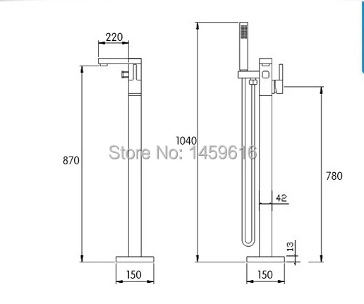 

Brass Chrome Bathtub Floor stand Faucet with Hand Shower Free Standing tub filler W6019 780