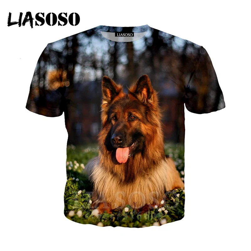 Anime 3d print t shirt Men Women top homme Harajuku t-shirt Shepherd Dog new animal shirts Short sleeve punk tshirt E545 | Мужская