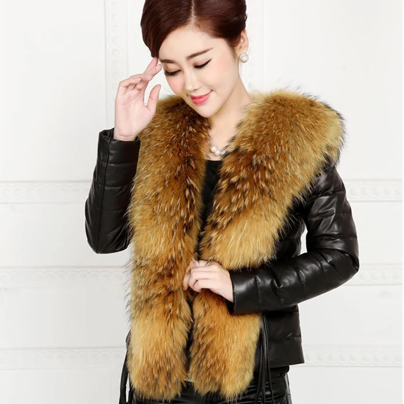 Fashion Women Winter Fur Coat High-grade Elegant Long Sleeve Fox Plus Size Leather Jacket Female Outerwear 50 | Женская одежда