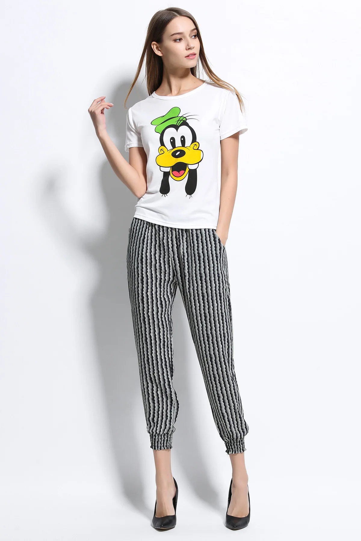 Модная летняя белая футболка для девочек с принтом мультяшных животных утка