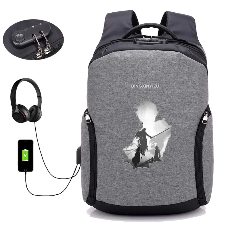 Game Final Fantasy backpack USB Charge Anti Theft Notebook Backpack Waterproof School Bags Teenage Male Laptop 8 style | Багаж и сумки