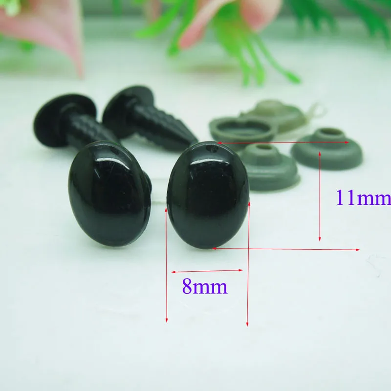 8*11 мм овальные черные безопасные глаза/Пластиковые кукольные глаза ручной
